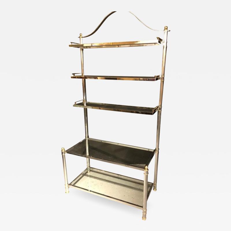 Maison Jansen Maison Jansen Style Hollywood Regency tag re Bookcase Brass and Steel Design