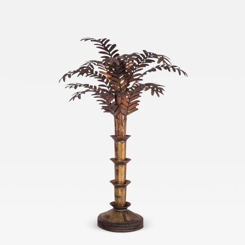 Maison Jansen Maison Jansen Style Palmtree Table Lamp In Copper 1970s