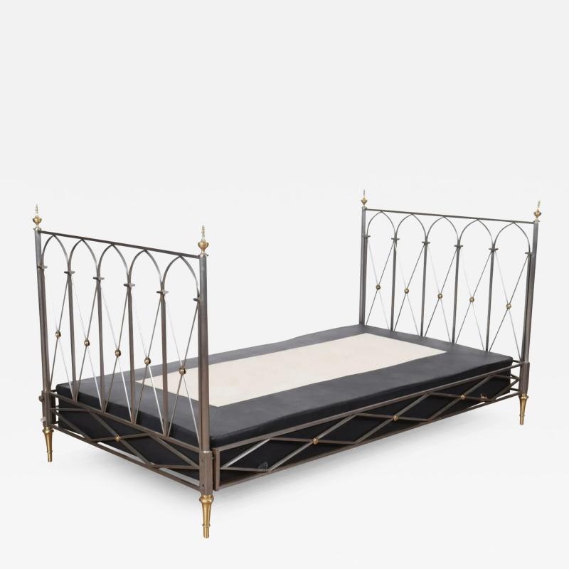 Maison Jansen Maison Jansen Style Steel and Brass Daybed 