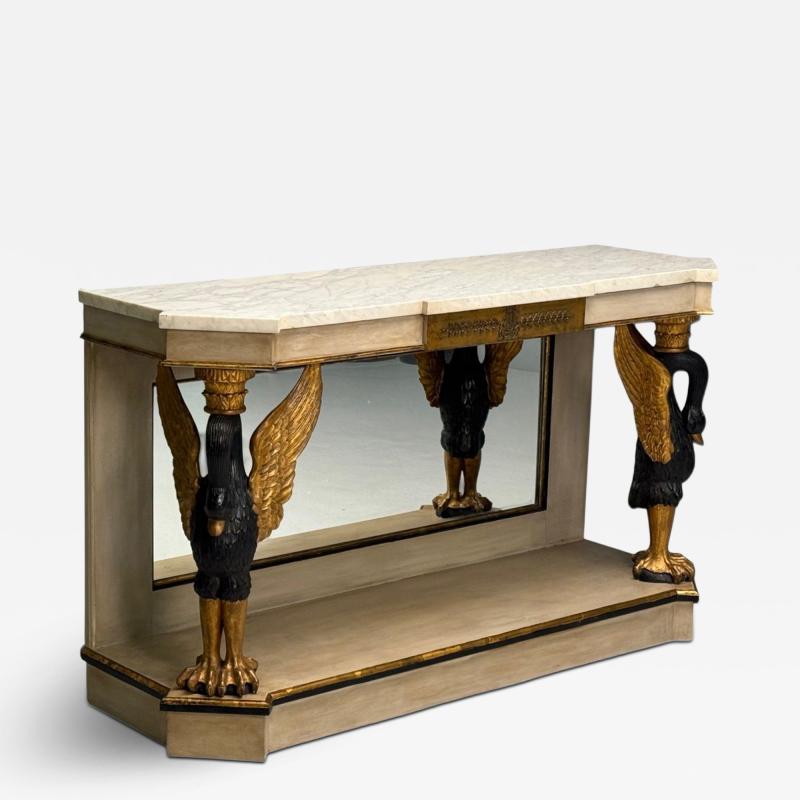 Maison Jansen Maison Jansen attr Hollywood Regency Giltwood Mirrored Console Table 1940s