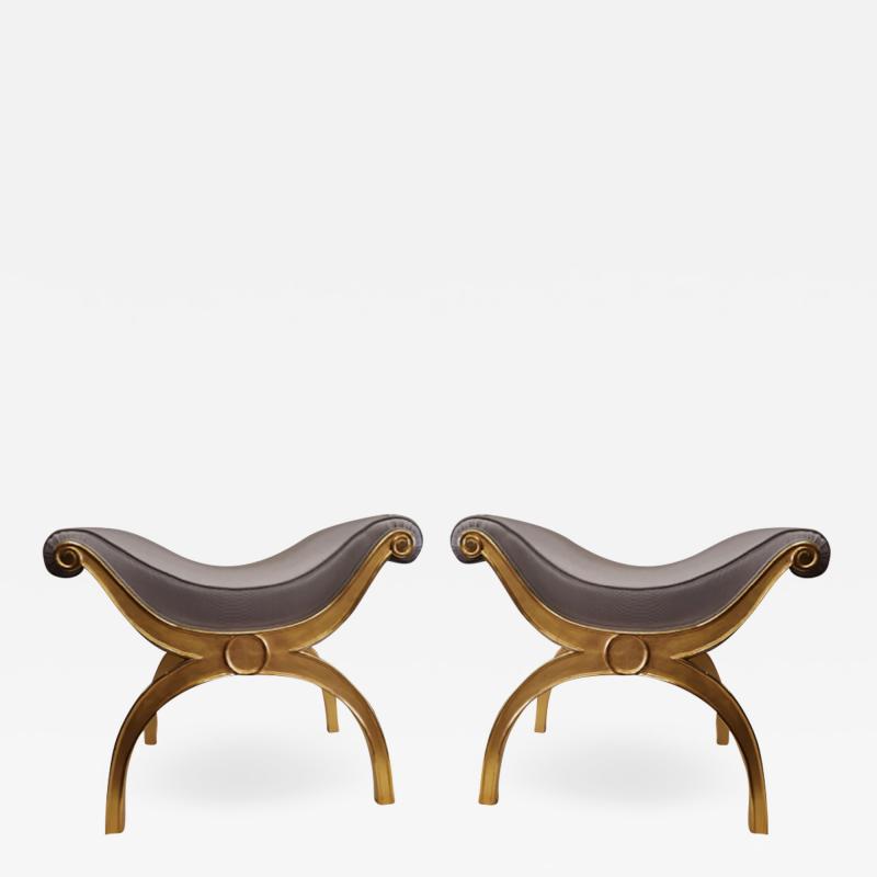 Maison Jansen Maison Jansen chicest gold leaf x shaped stools