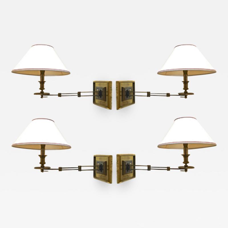 Maison Jansen Maison Jansen rare set of 4 refined gold extendable sconces