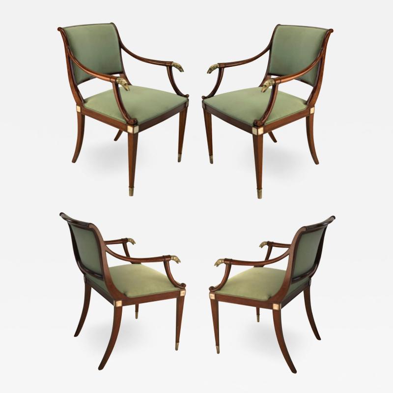 Maison Jansen Maison Jansen refine set of 4 silver greyhound arm chairs