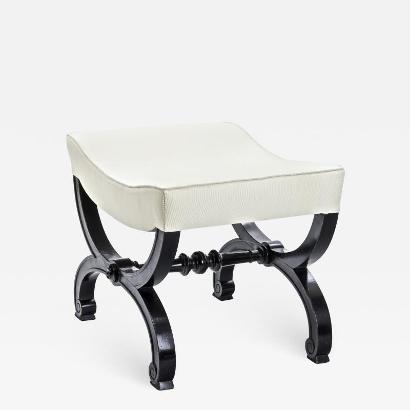 Maison Jansen Maison Jansen refined black lacquered carved wood stool