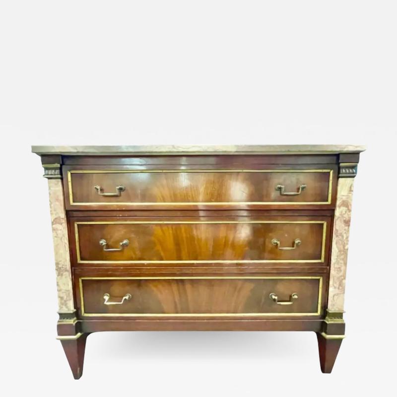 Maison Jansen Marble Top Bronze Mounted Maison Jansen Style Marble Column Front Commode