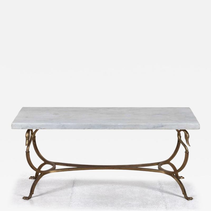 Maison Jansen Mid Century French Maison Jansen Marble Top Coffee Table