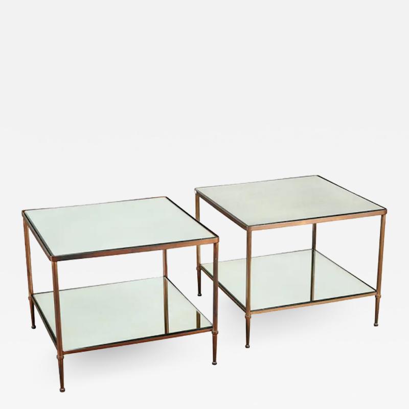 Maison Jansen PAIR OF BRONZE TWO TIER SIDE TABLES IN THE MANNER OF MAISON JANSEN