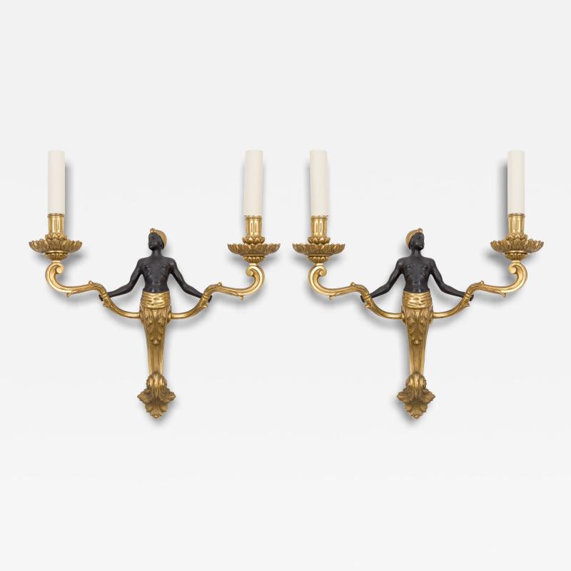 Maison Jansen PAIR of 1900s bronze sconces by maison Jansen