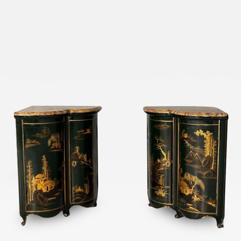 Maison Jansen Pair Louis XV Style Japanned Corner Cabinets Encoignures Christies Provenance