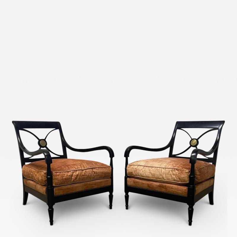 Maison Jansen Pair of 1940s Ebonised Lounge Chairs by Maison Jansen