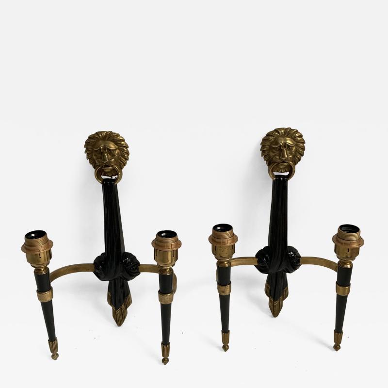 Maison Jansen Pair of 1950s Neo classic Sconces attributed To Maison Jansen