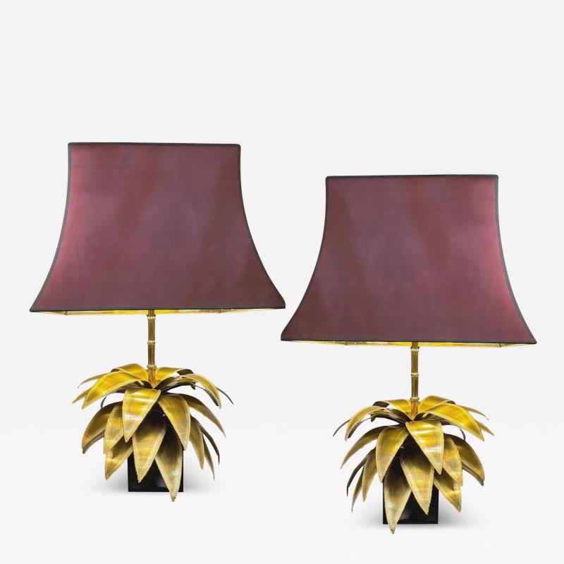 Maison Jansen Pair of Agave lamps by C Techoueyres Ed Maison Jansen France circa 1970