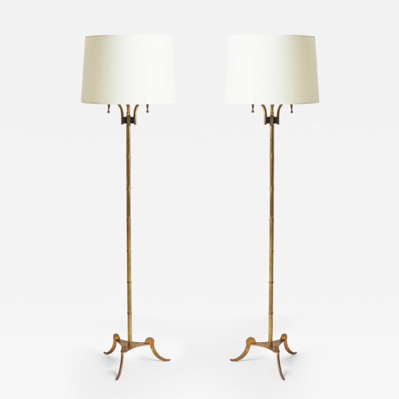 Maison Jansen Pair of Brass Maison Jansen Floor Lamps