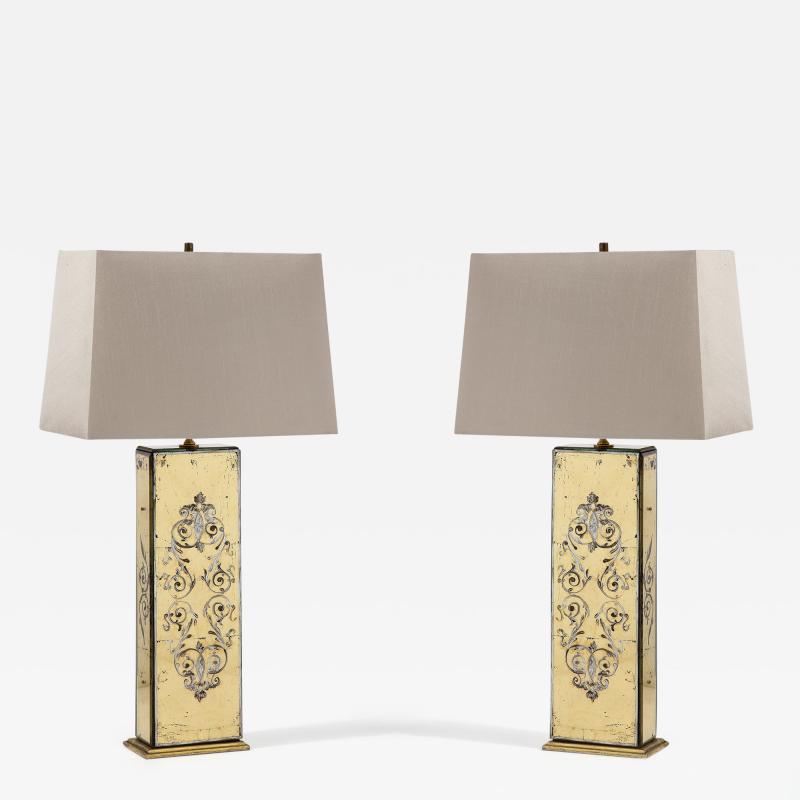 Maison Jansen Pair of Eglomis Lamps