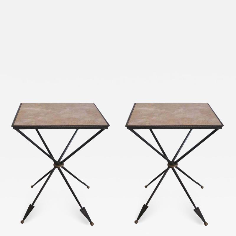 Maison Jansen Pair of French 1940s Style Modern Neoclassical Gueridons Side Tables