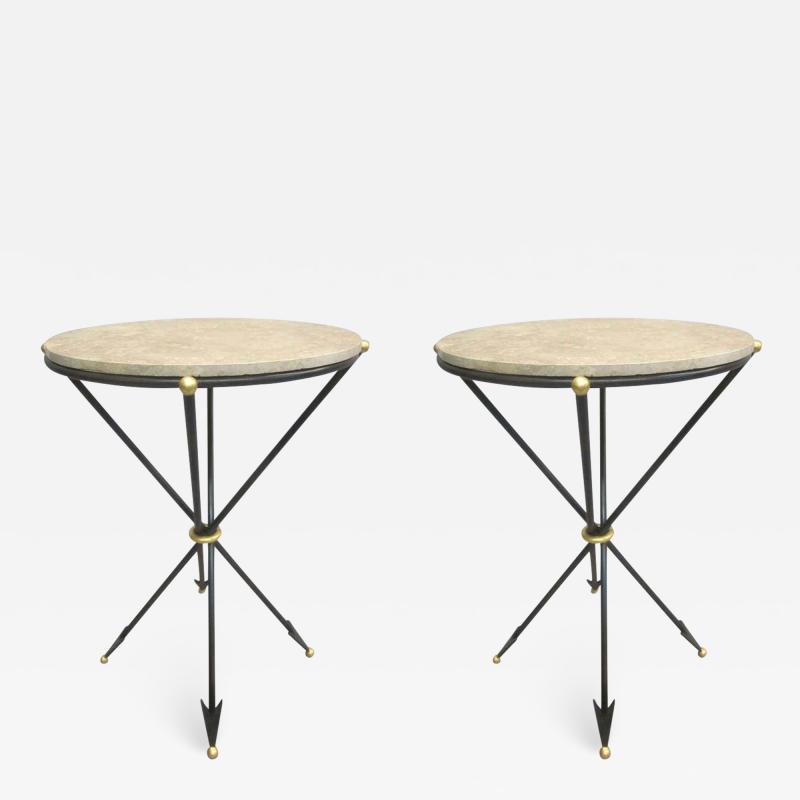Maison Jansen Pair of French 1940s Style Modern Neoclassical Side Tables