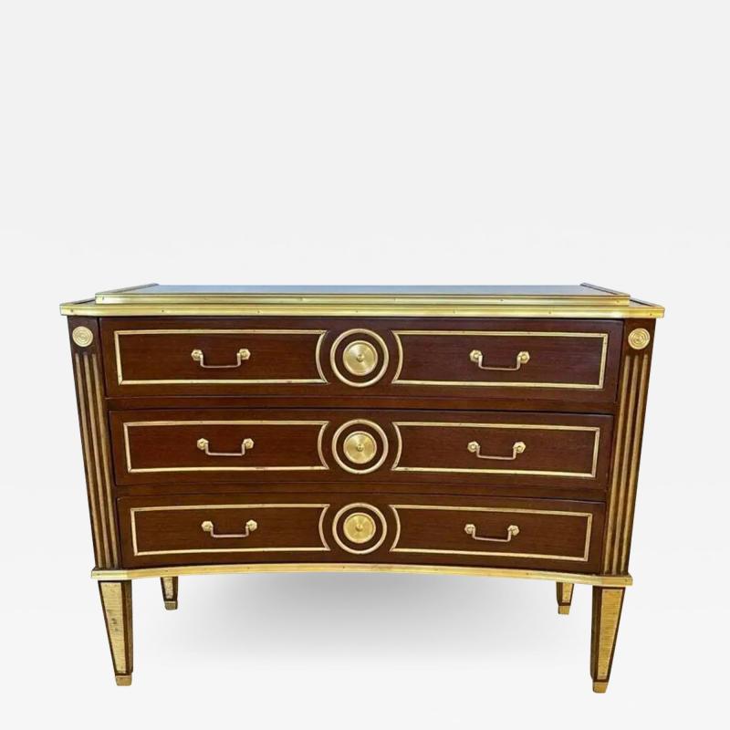 Maison Jansen Pair of Large Russian Neoclassical Style Inverted Front Commodes Chests
