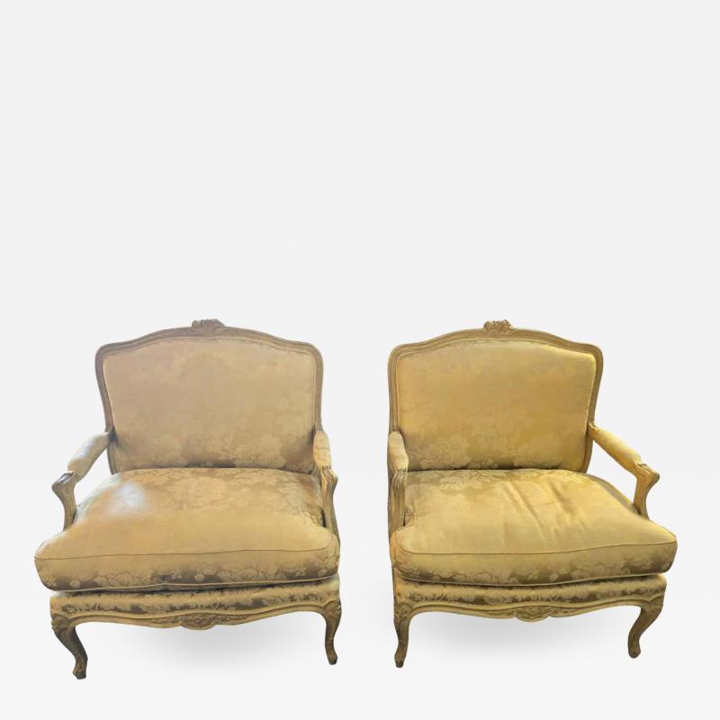 Maison Jansen Pair of Louis XV Style Lounge Chairs by Maison Jansen