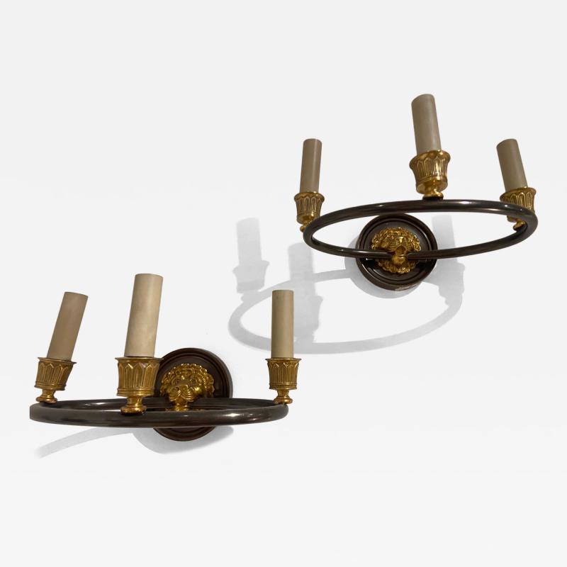 Maison Jansen Pair of bronze classic sconces by Maison Jansen