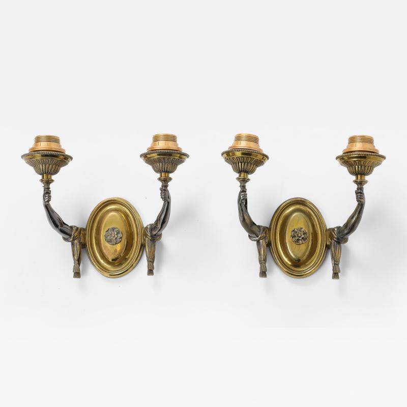 Maison Jansen Pair of classic style sconces by maison Jansen