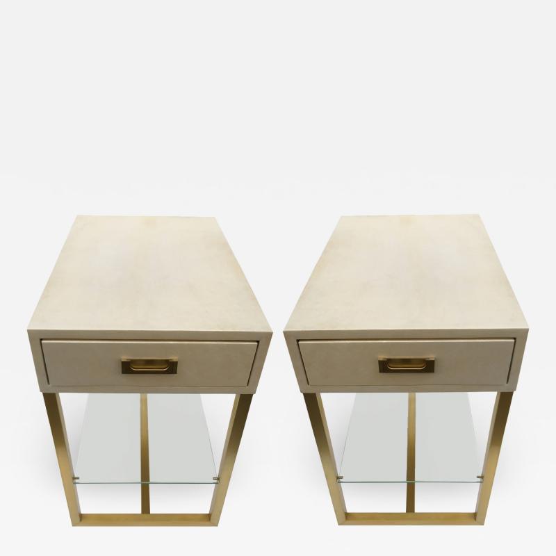 Maison Jansen Pair of gueridons end tables Guy Lefevre for Maison Jansen France 1970