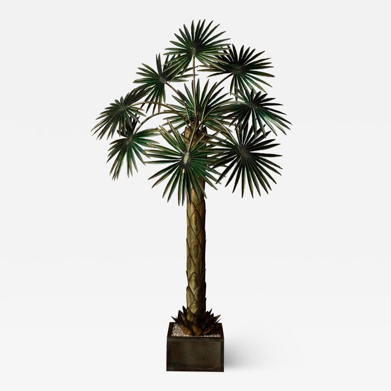 Maison Jansen Palm Tree Floor Lamp in Brass by Maison Jansen