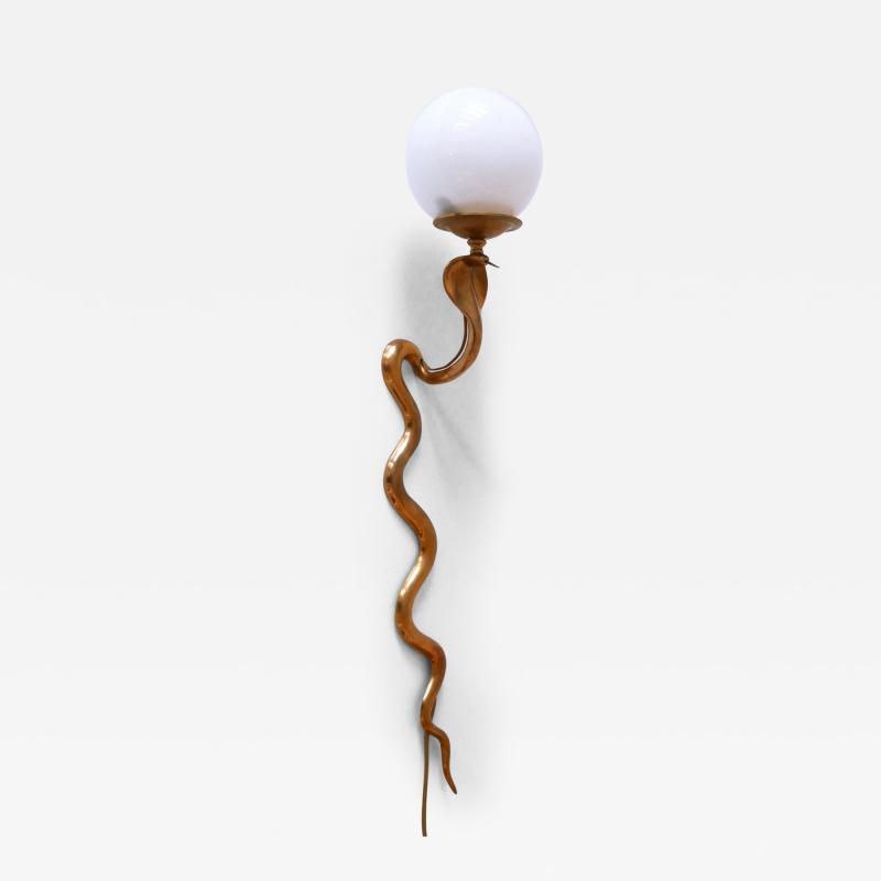 Maison Jansen Rare Decorative Cast Brass Cobra Sconce or Wall Lamp by Maison Jansen 1950s