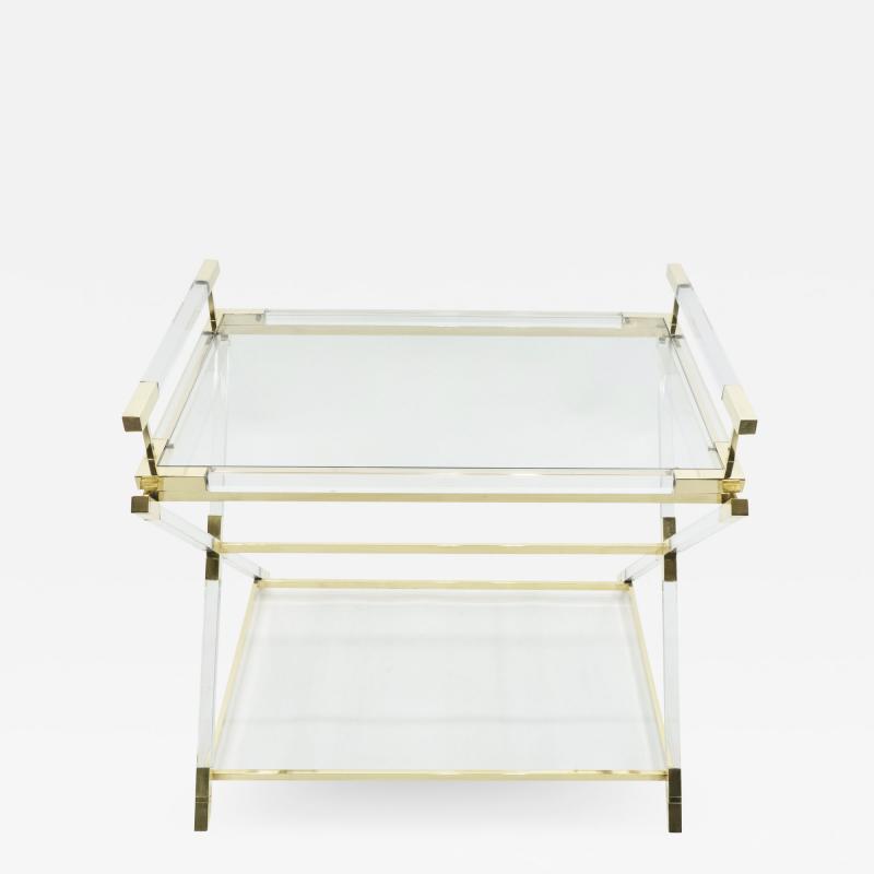 Maison Jansen Rare French side tray table lucite and brass Maison Jansen 1970s