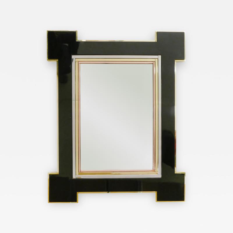 Maison Jansen Rare mirror by Alain Delon for Maison Jansen Lacquer and brass 1975