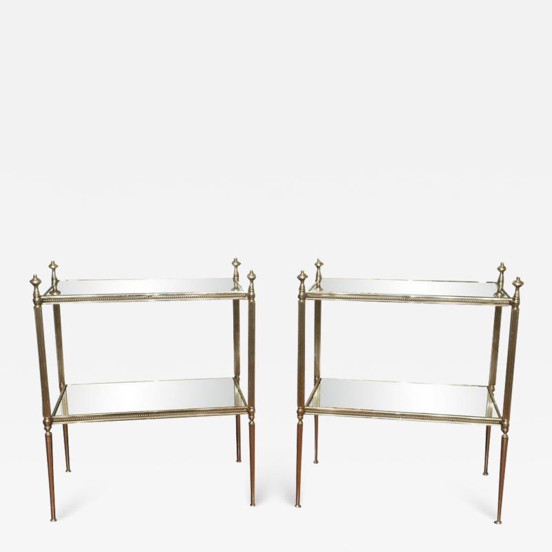 Maison Jansen SALE 40 OFF PAIR OF MAISON JANSEN SILVERED END TABLES WITH MIRRORED SHELVES