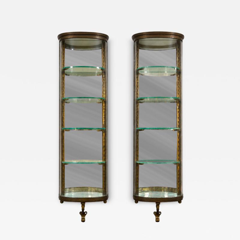 Maison Jansen SUPERB RARE PARISIAN ART DECO BRONZE GLASS CURIO CABINETS BY MAISON JANSEN