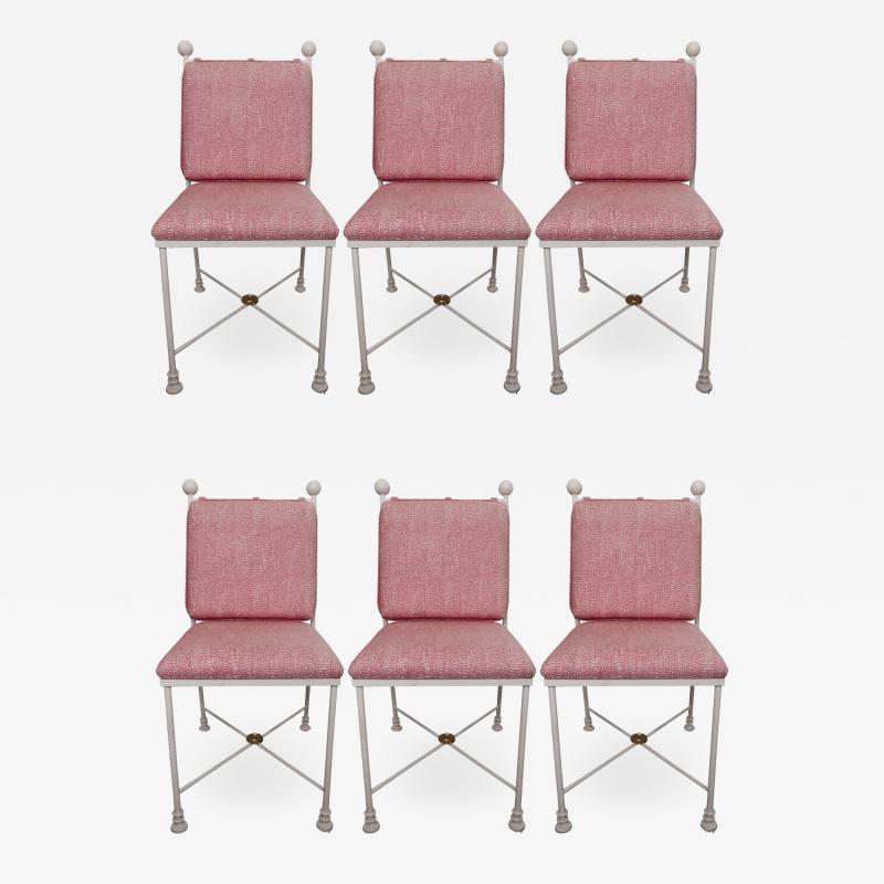 Maison Jansen Set of Six Painted Metal Dining Chairs