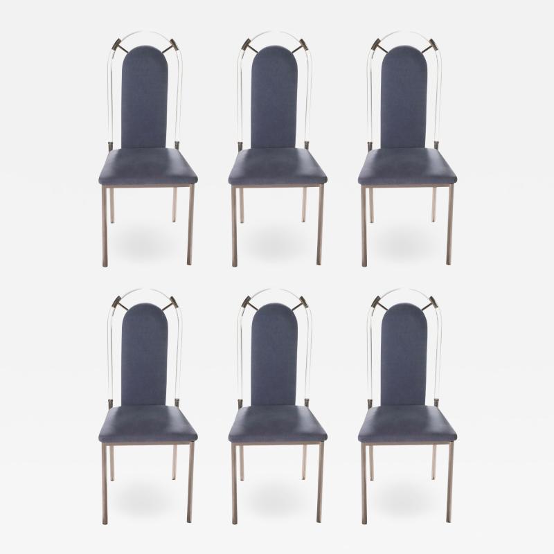 Maison Jansen Set of six chairs Lucite and gunmetal by Maison Jansen 1970s