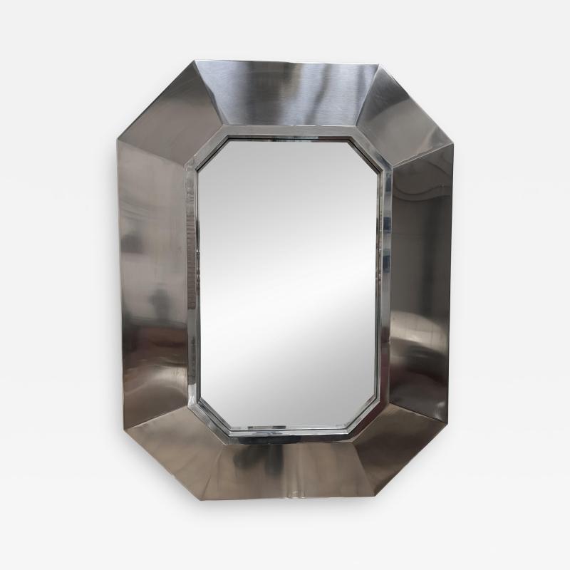 Maison Jansen Stainless Steel Mirror by Maison Jansen France 1970s