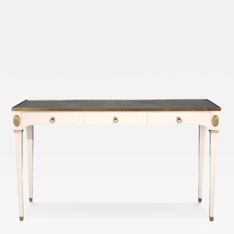 Maison Jansen Style Console Table White Painted Wood Mirror France 1970s