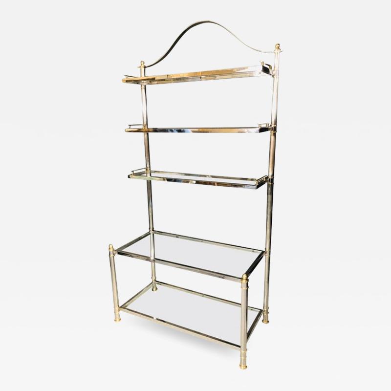 Maison Jansen Style Hollywood Regency tag re Bookcase Brass and Steel Design