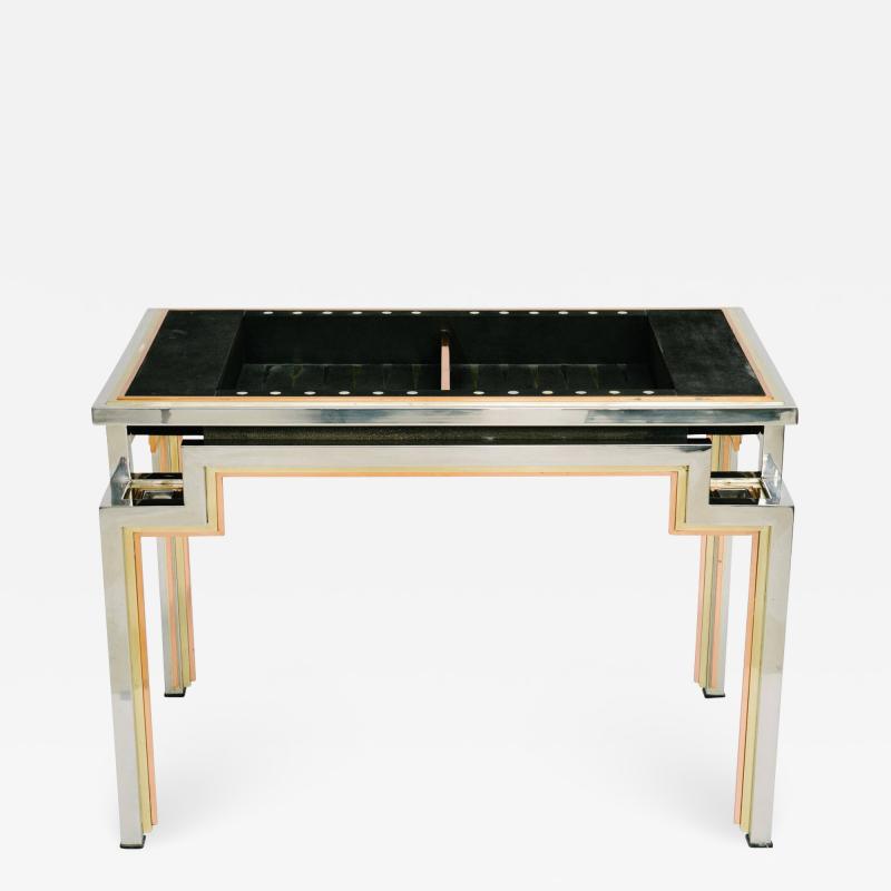Maison Jansen Tri Metal Backgammon Table by Alain Delon for Maison Jansen