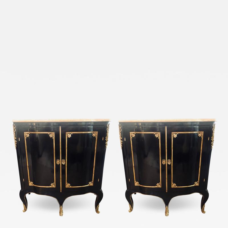 Maison Jansen Two Door Ebony Cabinets in the Manner of Maison Jansen a Pair