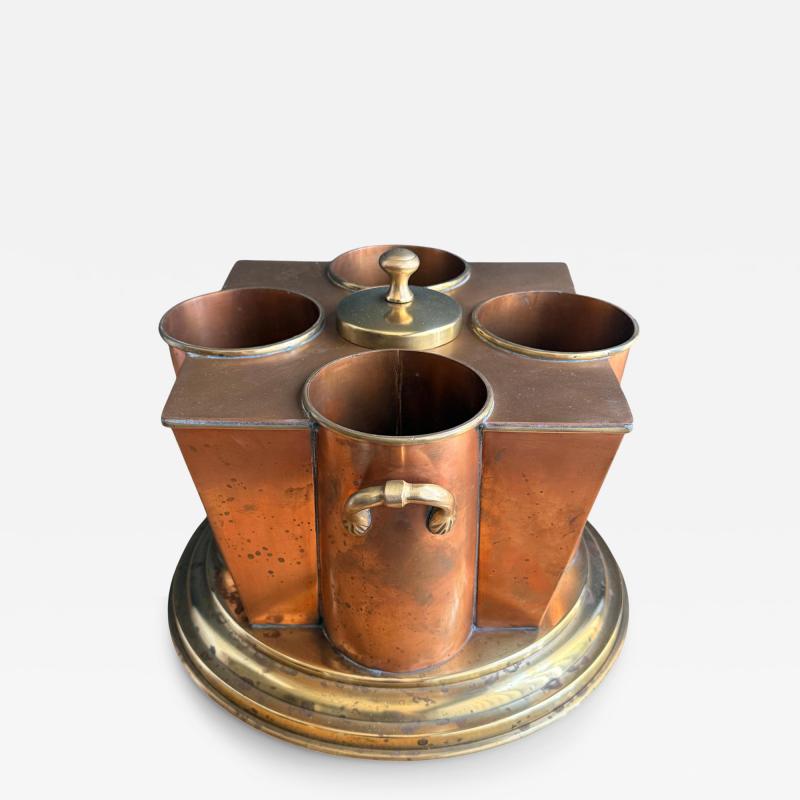 Maison Jansen Victorian Copper and Brass Wine Cooler Four Bottle Design 1970s
