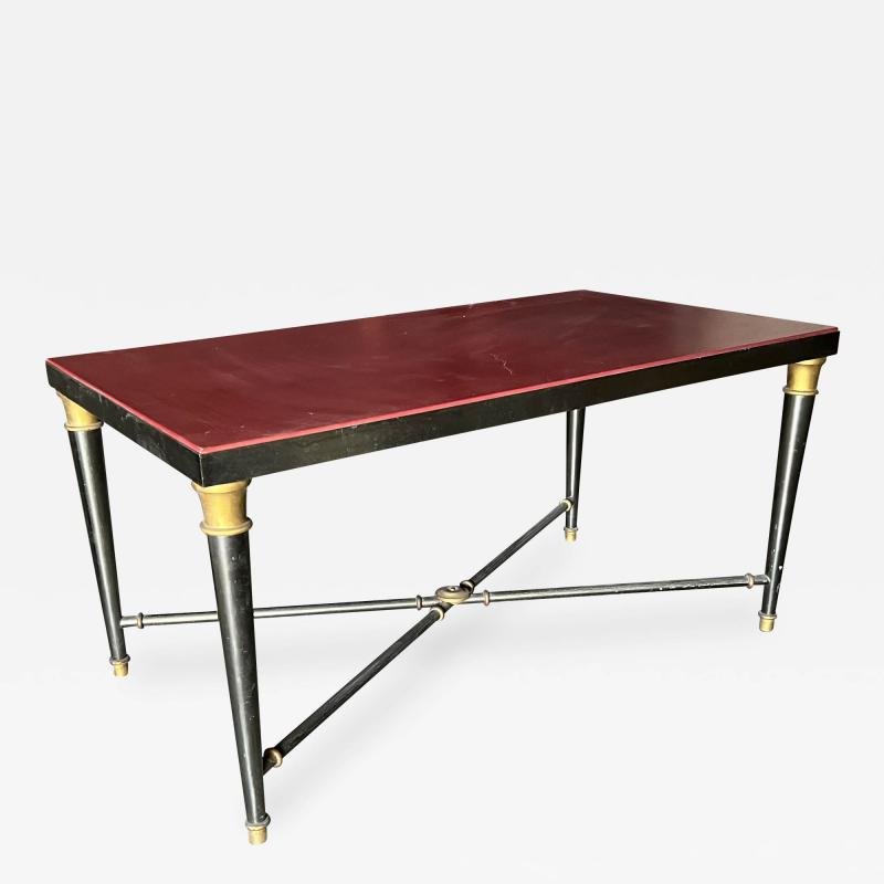 Maison Jansen maison Jansen superb gold bronze cannonball coffee table with red leather top