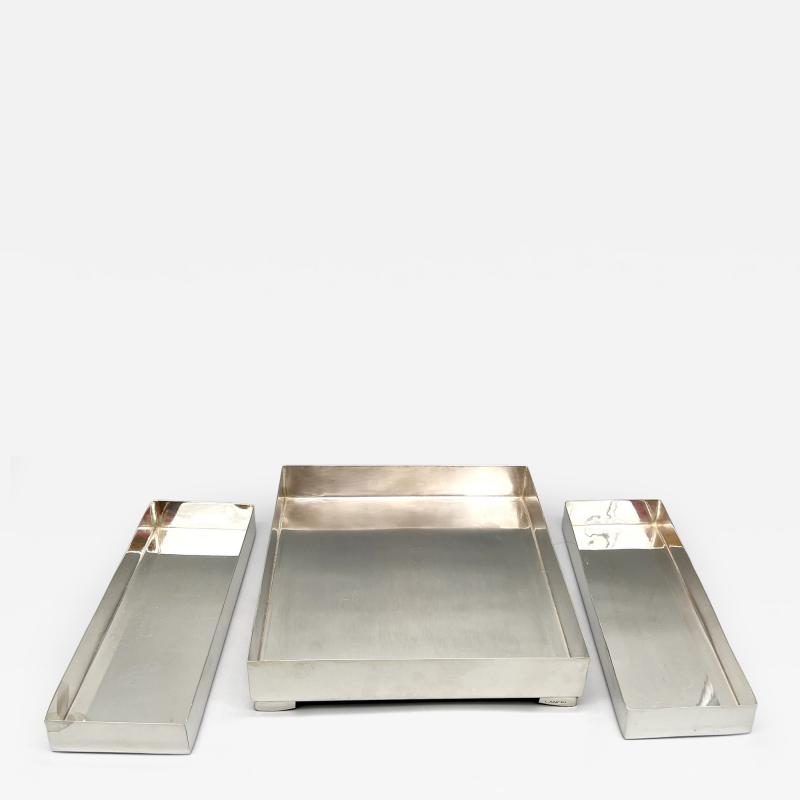 Maison Lancel Three small silver plated trays Edition Lancel Paris France circa 1970