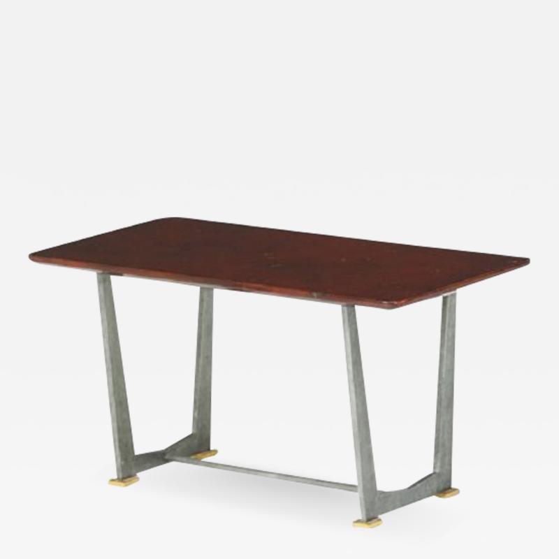 Maison Leleu Patinated steel bronze and lacquered wood coffee table by Maison Leleu