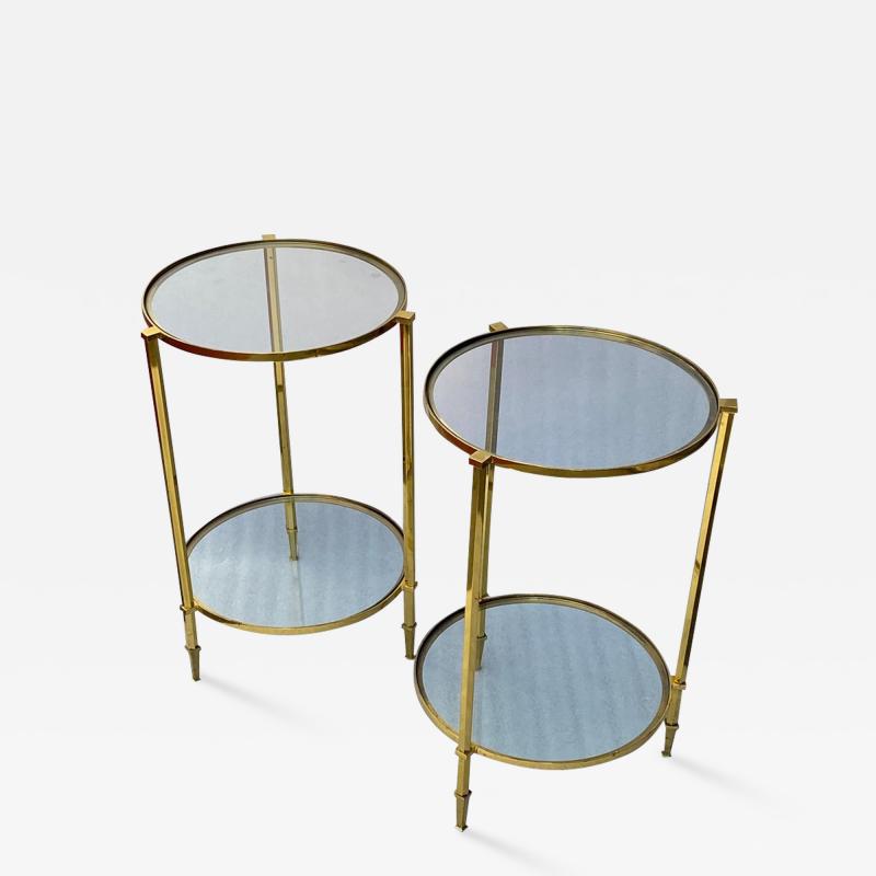 Maison Ramsay 1950 70 Pair of Round Gilt Bronze Gueridons Maison Ramsay