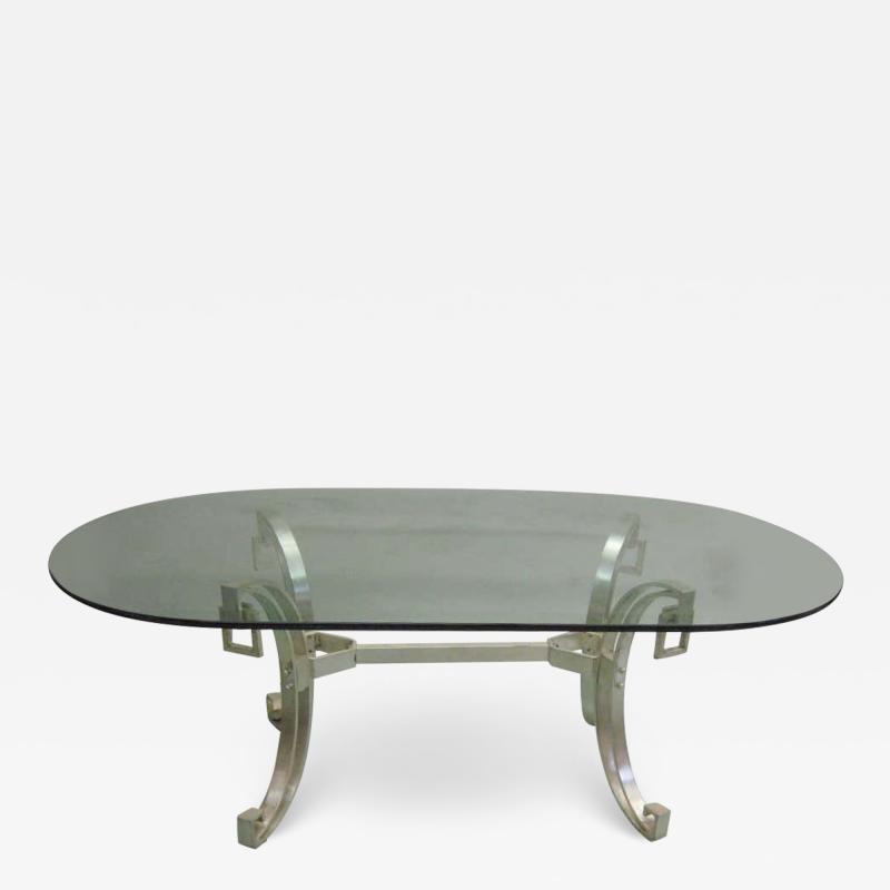 Maison Ramsay French Modern Neoclassical Silver Plated Bronze Dining Table by Maison Ramsay