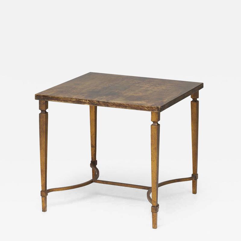 Maison Ramsay Gilt Iron and Lacquered Goat Skin Side Table by Maison Ramsay