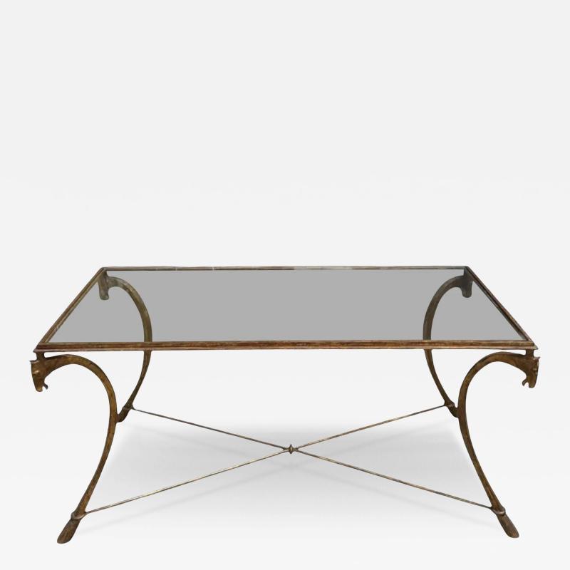 Maison Ramsay Maison Ramsay Art Deco French Gilt Metal Glass Horse Head Cocktail Table 1940