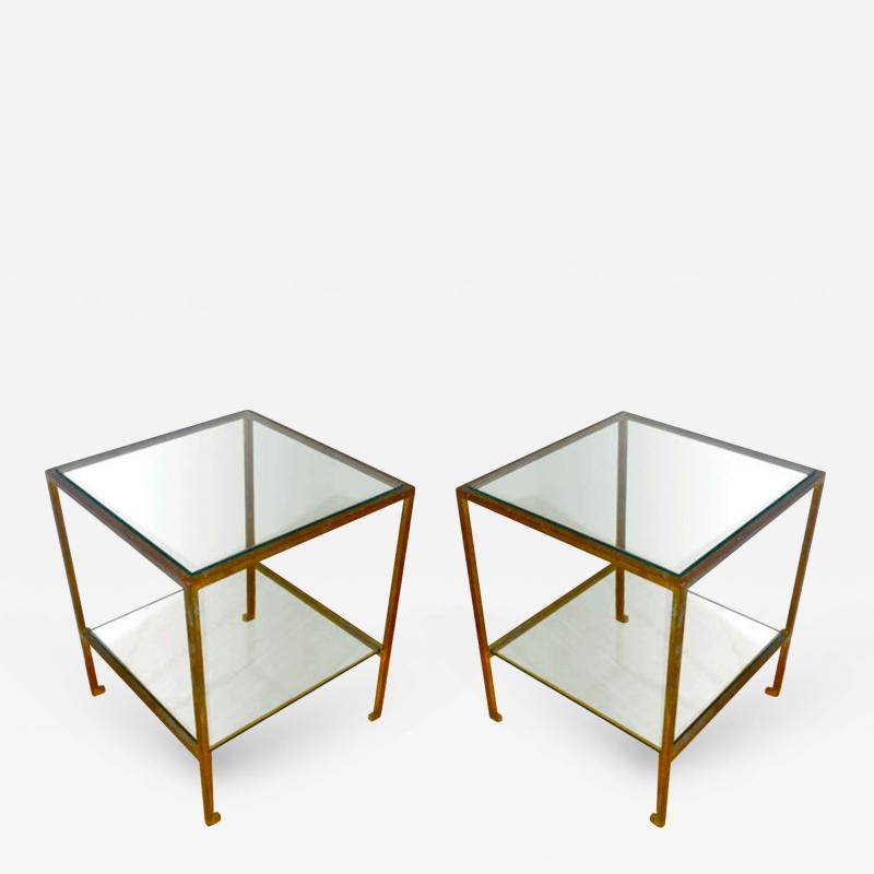 Maison Ramsay Maison Ramsay Design Pair of Two Tiers Gold Leaf Wrought Iron Tables