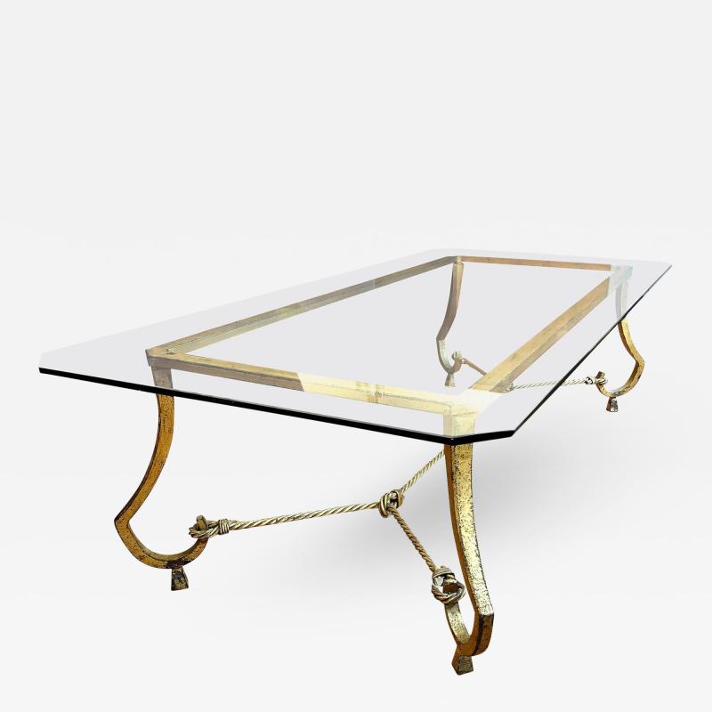 Maison Ramsay Maison Ramsay Rare Very Long Coffee Table in Gold Leaf Wrought Iron