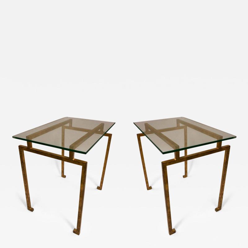 Maison Ramsay Pair of French Midcentury Gilt Iron Side Tables Maison Ramsay