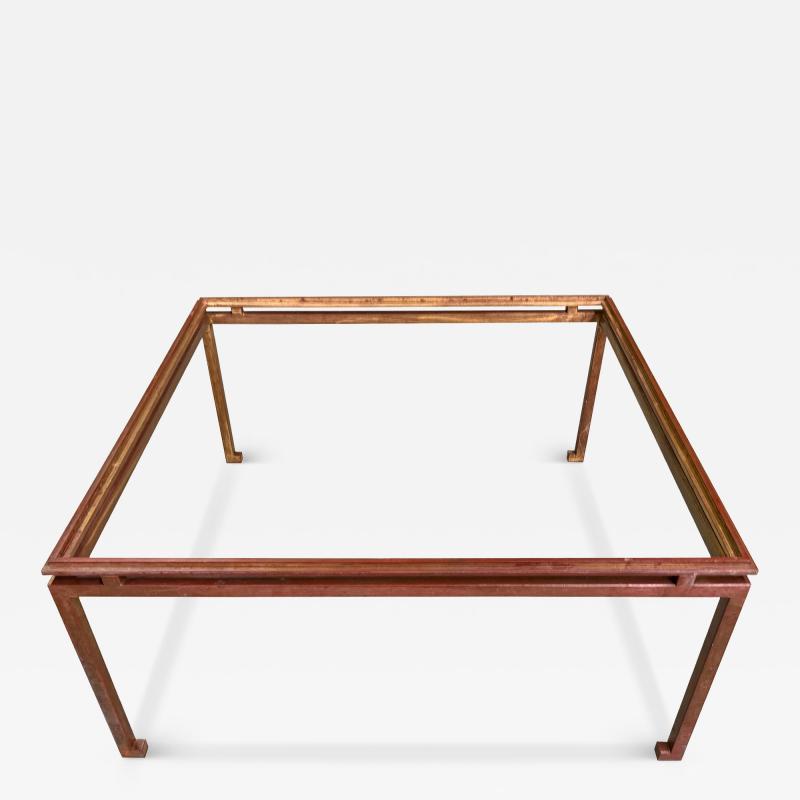 Maison Ramsay Rare French Modern Neoclassical Gilt Iron Square Coffee Table by Maison Ramsay